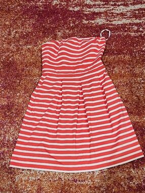 Women's GAP Orange and White Striped Strapless Sundress